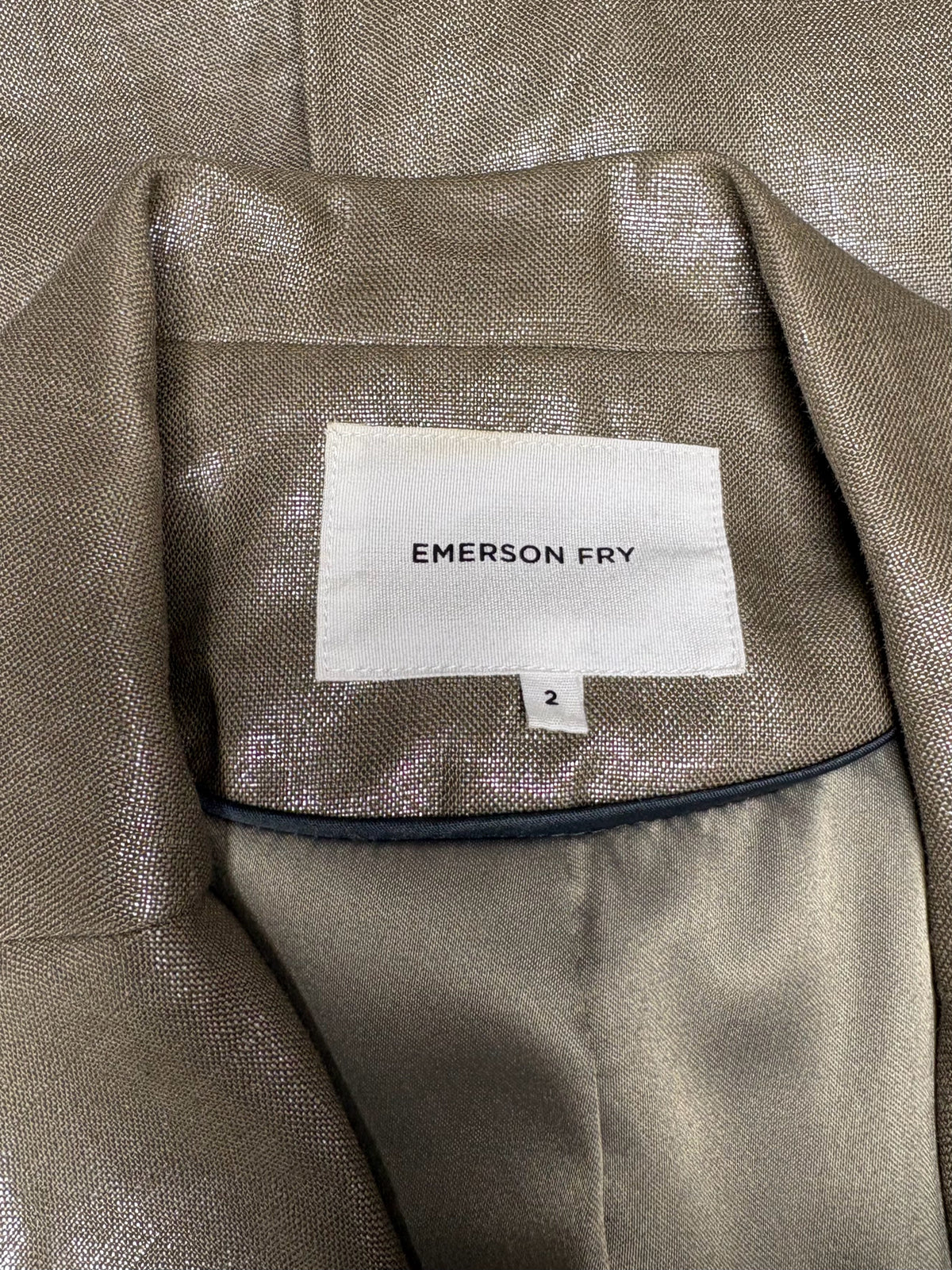 Size 2 Emerson Fry Metallic Gold Women's Pre-owned Blazer