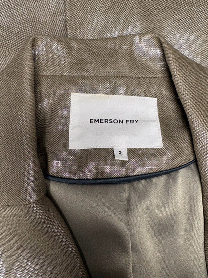 Size 2 Emerson Fry Metallic Gold Women's Pre-owned Blazer