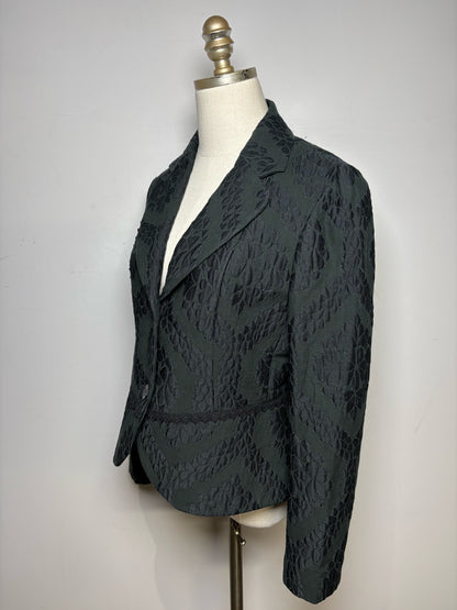 Women's Size 42 Christian Lacroix Black Jacquard Toile Lining Vintage Pre-Owned Blazer