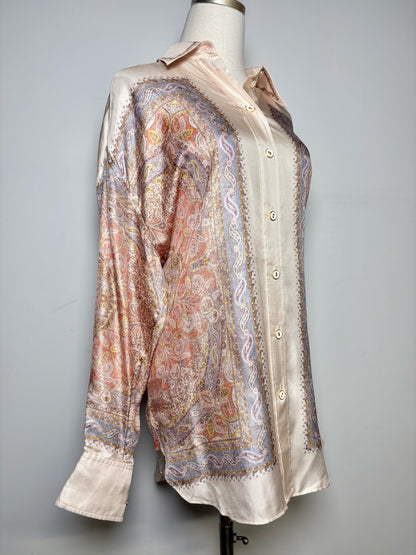 Women Size 3 (10, Large) Zimmermann Multi-Color Floral Print 100% Silk Top