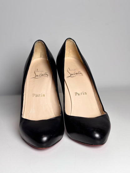 W Shoe Size 38 (8 US) Christian Louboutin Black Leather Stiletto Heel