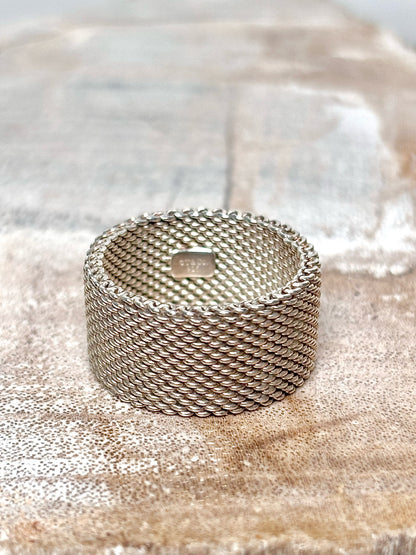 Sterling Silver Tiffany & Co. Somerset Firm Sz 6 Mesh Ring