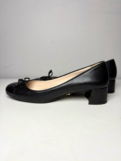 W Shoe Size 37 (7) Prada Black Leather Nappa Pre-owned Heels