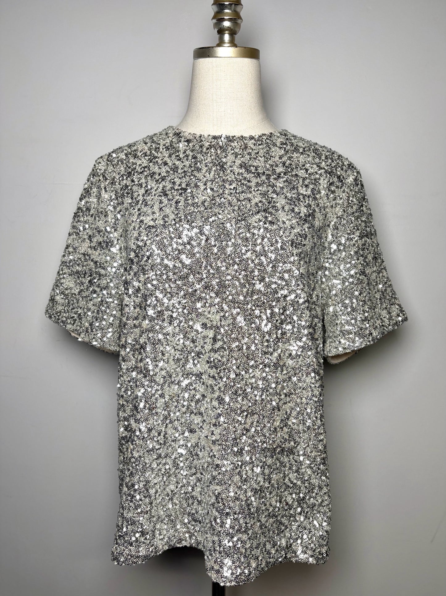 Women Size M Rag & Bone Silver Sequins Pre-owned Top