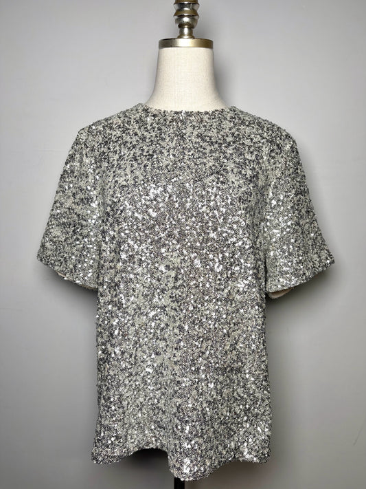 Women Size M Rag & Bone Silver Sequins Pre-owned Top