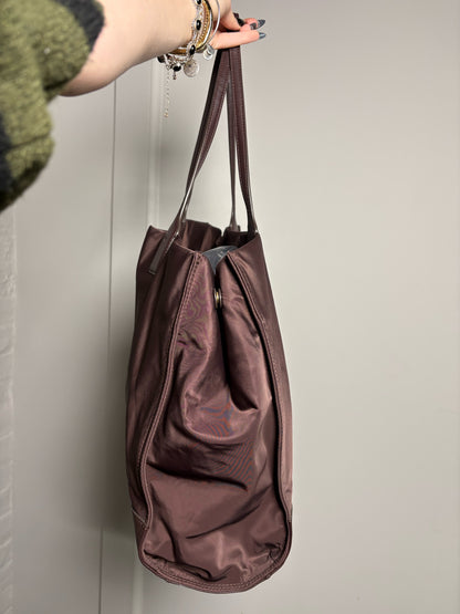 Nylon Tory Burch Solid Nylon Eggplant Large Purse