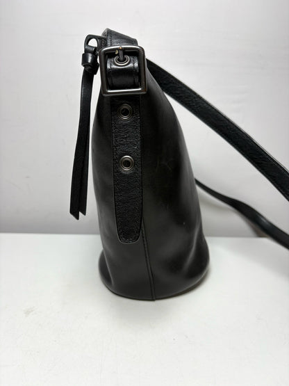 Women's Coach Bleecker Sport Mini Black Leather Vintage Pre-Owned Crossbody Bucket Bag