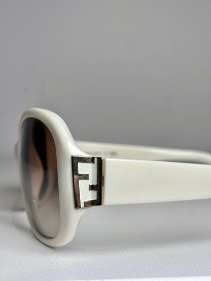 Fendi FS5236 Oversized Women's Pre-owned Cream Acetate Sunglasses