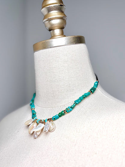 Lizzie Fortunato Turquoise, Freshwater Pearls Cord Necklace