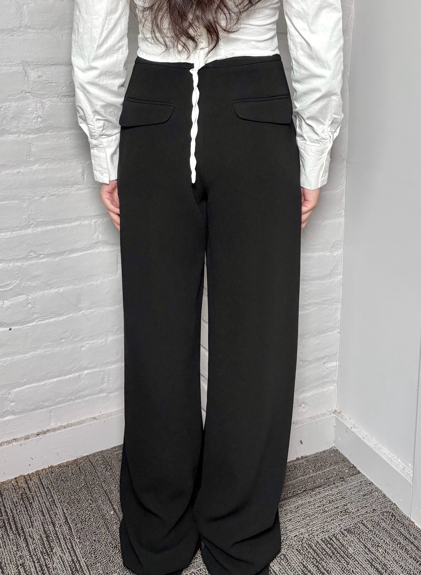 Women Size 2 Prabal Gurung Black Tuxedo Flowy Leg Pants