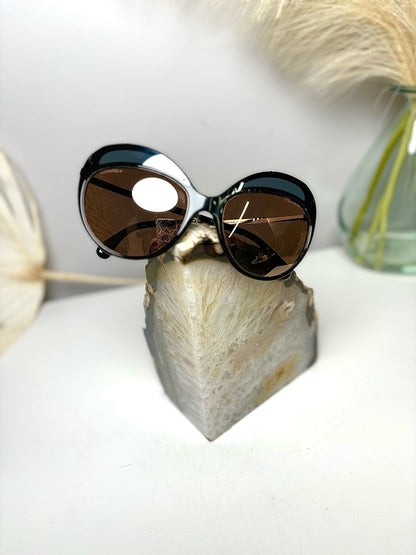 Acetate Chanel Black Cat-eyed Mirrored Sunglasses
