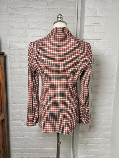 Women Size 4 L'Agence Black, White, Red Houndstooth Blazer