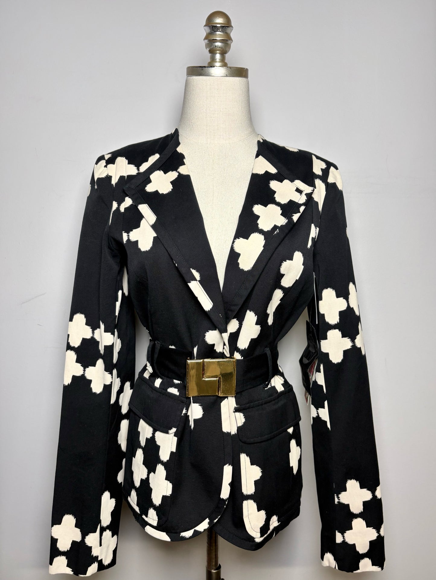 Women Size 8 LAMB Black/Tan Print 100% Cotton Pre-owned, NWT Jacket