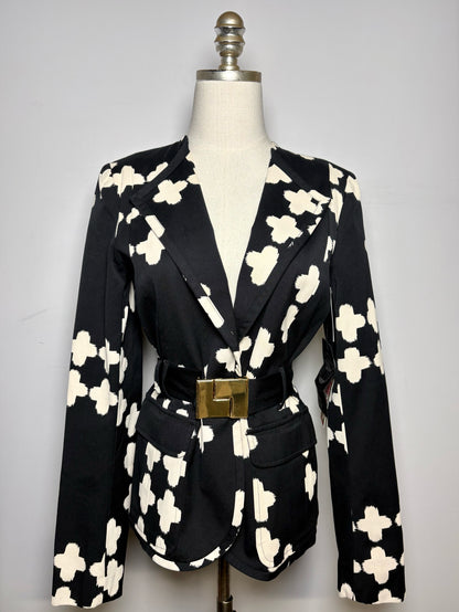 Women Size 8 LAMB Black/Tan Print 100% Cotton Pre-owned, NWT Jacket