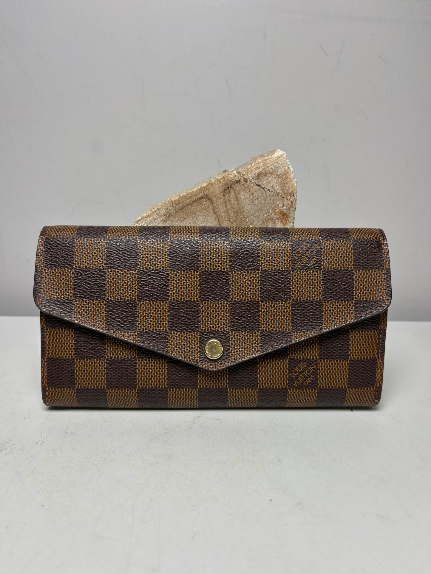 Women's Louis Vuitton Josephine Wallet Damier Ebene Brown Coated Canvas Pre-Owned Medium Wallet