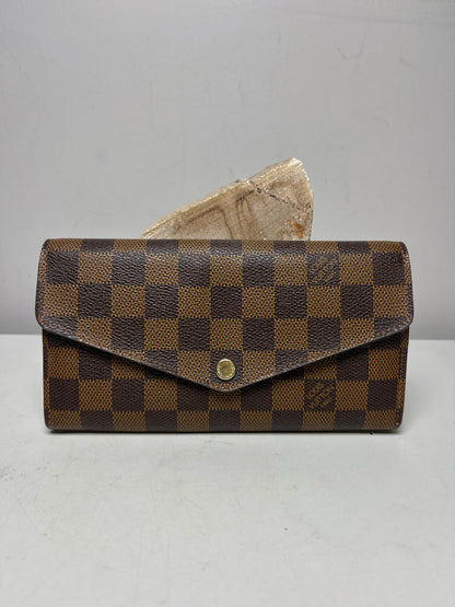 Women's Louis Vuitton Josephine Wallet Damier Ebene Brown Coated Canvas Pre-Owned Medium Wallet