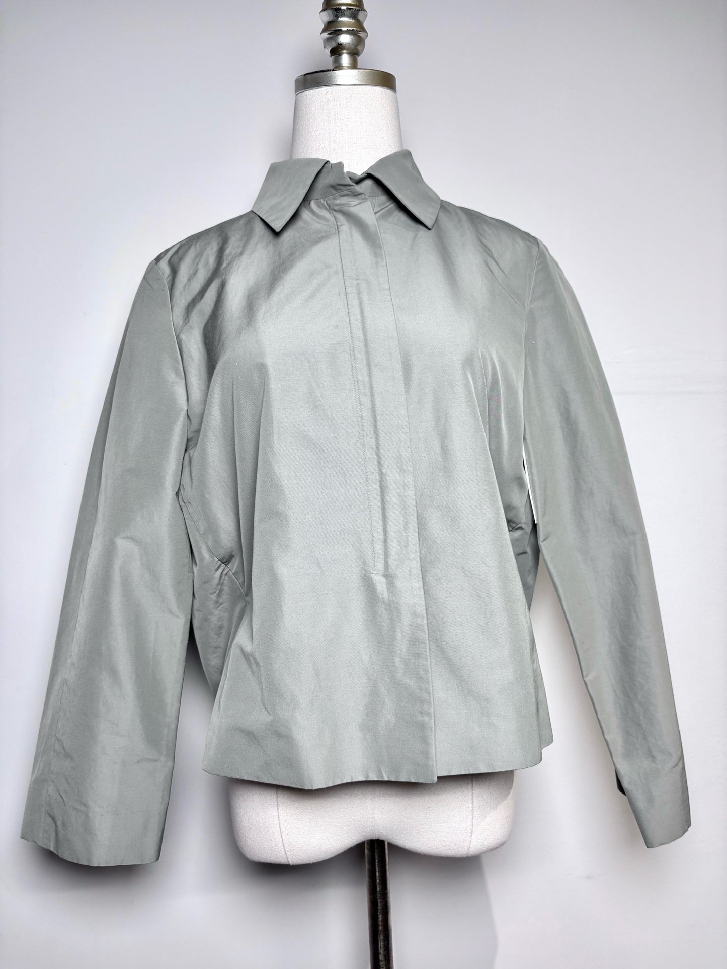 Women Size 36 (2) Jil Sander Olive Green Solid 100% Cotton Jacket