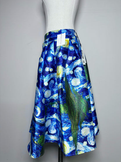 Women Size S Davida Blue Van Gogh Starry Night Skirt