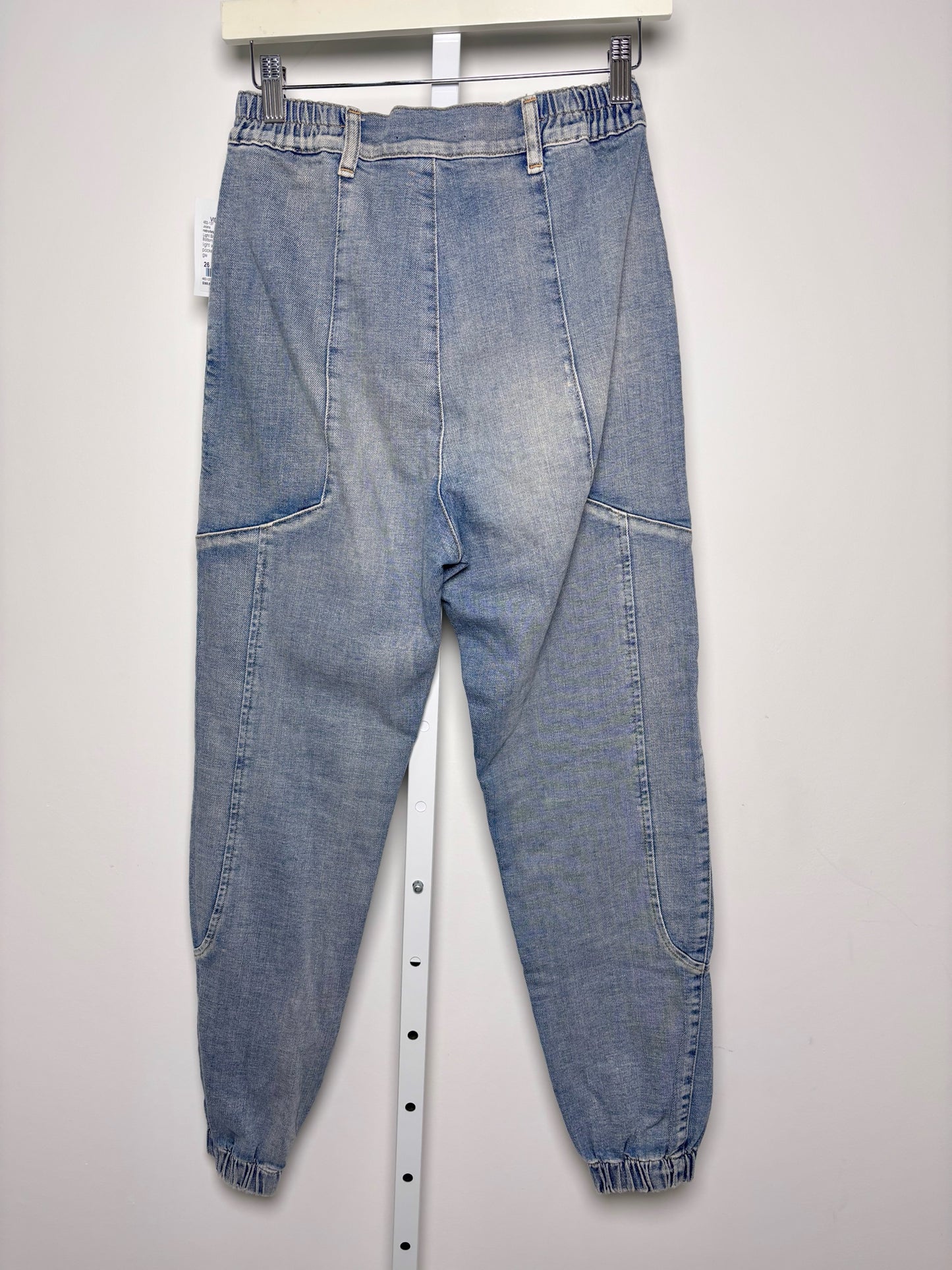 Women Size 26 retrofete Light Blue Solid Cotton Jeans