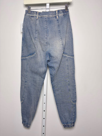 Women Size 26 retrofete Light Blue Solid Cotton Jeans