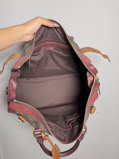 Celine Monogram Vintage Canvas, Leather Burgundy Vintage Tote