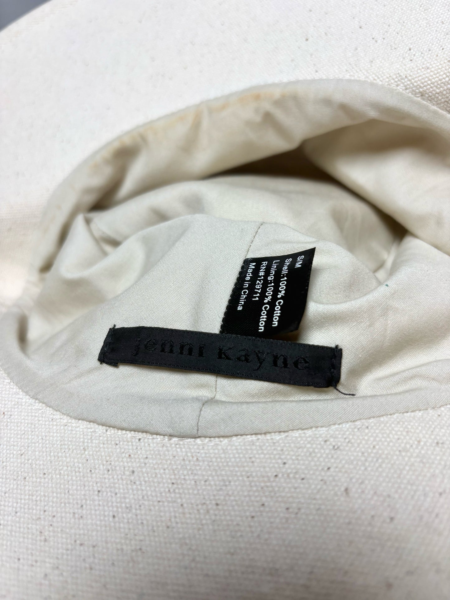 Women Small Jenni Kayne Cream Cotton Pre-Owned Floppy Wide Brim Hat