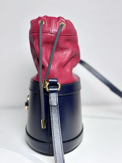 Leather Gucci Horsebit Red & Navy Purse
