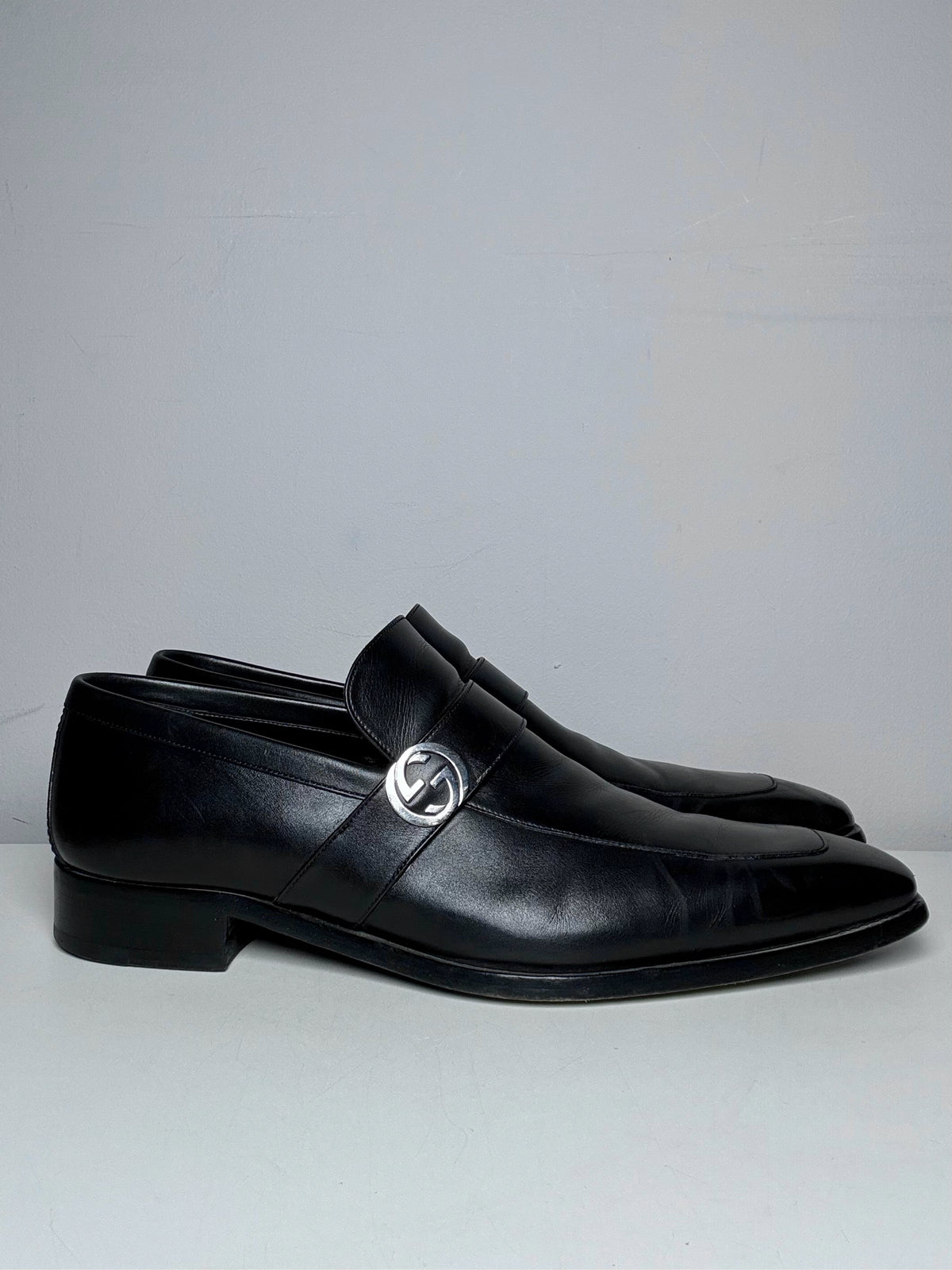 Men's Gucci Black Leather Size 11.5 Pre-owned Dress Shoes