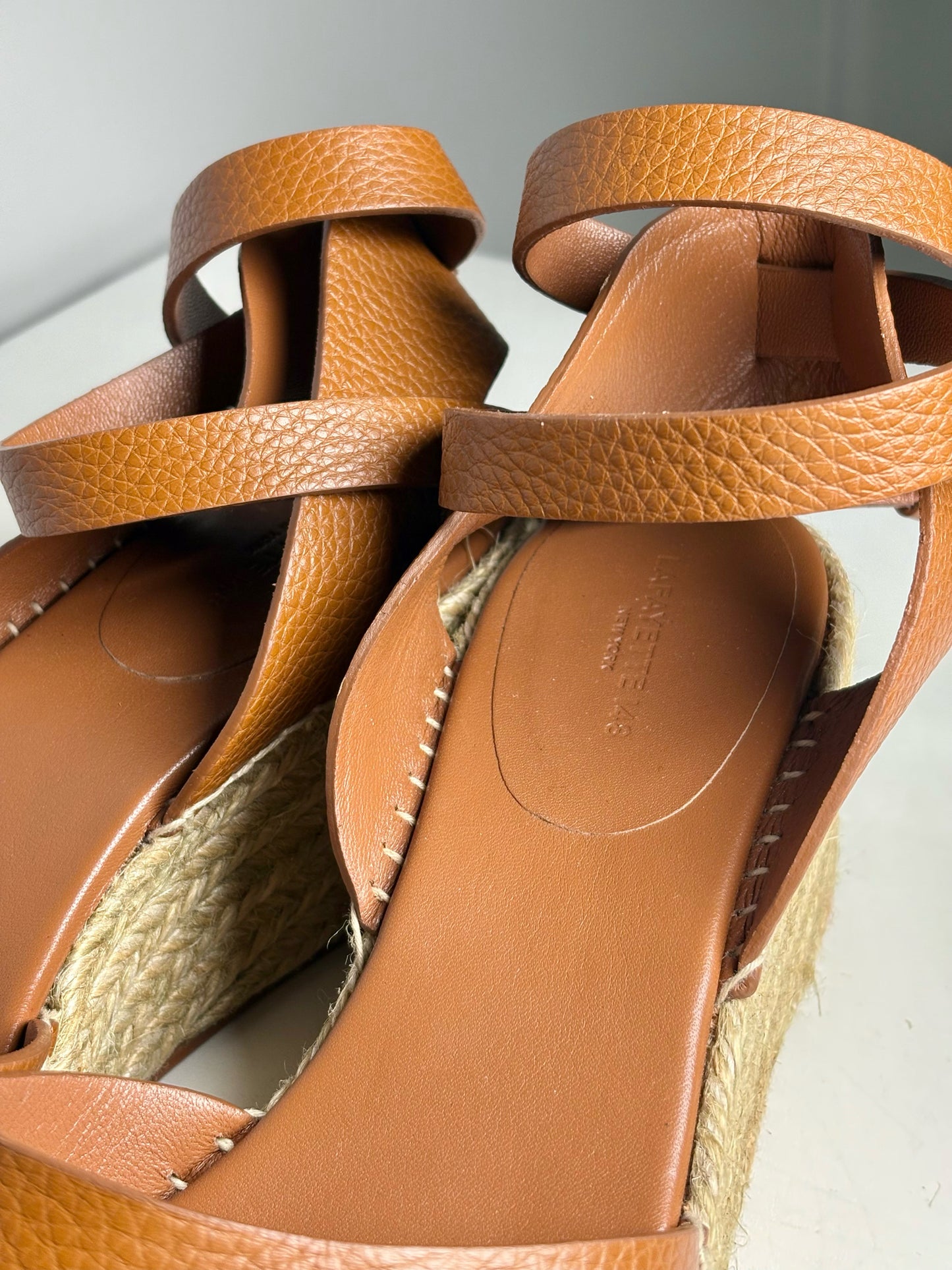 W Shoe Size 42 Lafayette 148 Tan, beige Leather Wedges
