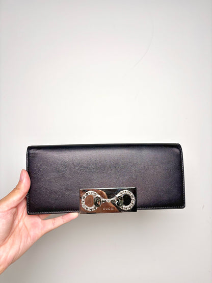 Gucci Solid Leather Black Cowhide Clutch Purse