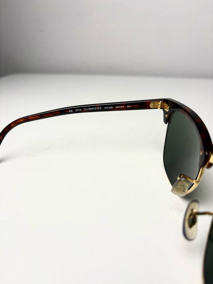 Unisex Ray-Ban RB3016 Clubmaster Brown Tortoiseshell & Gold Pre-Owned Sunglasses