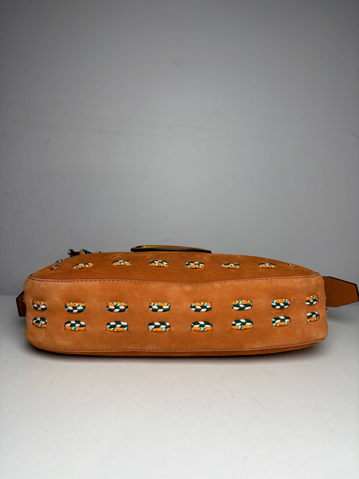 Women's Tory Burch Sawyer Stitch Orange Suede Leather Pre-Owned Shoulder Bag