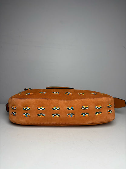 Women's Tory Burch Sawyer Stitch Orange Suede Leather Pre-Owned Shoulder Bag