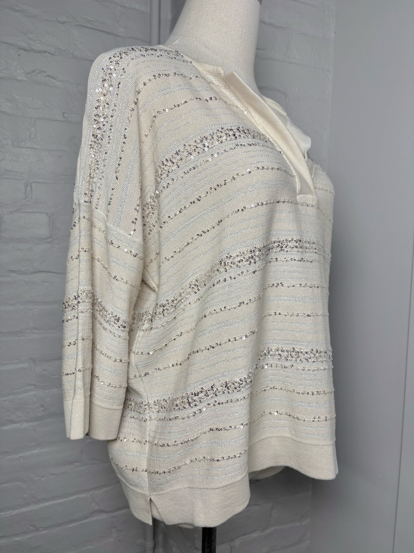 Women Size 42 Amina Rubinacci Cream Sequins Top