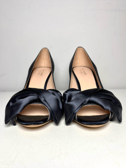 W Shoe Size 9.5 Kate Spade New York Crawford Navy Satin Pre-owned, NWT Pump