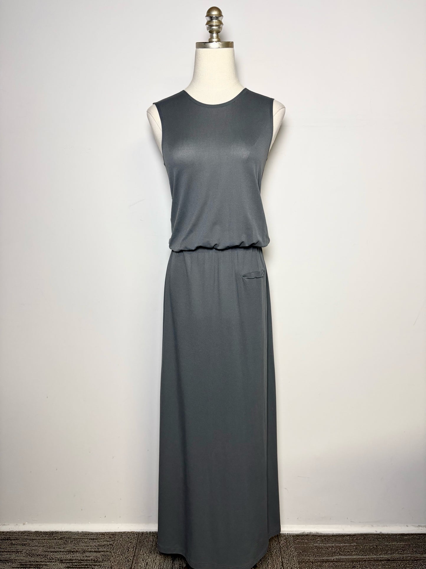 Women Size 3 Y's Yohji Yamamoto Charcoal/Gray Sleeveless Pre-owned Midi Dress