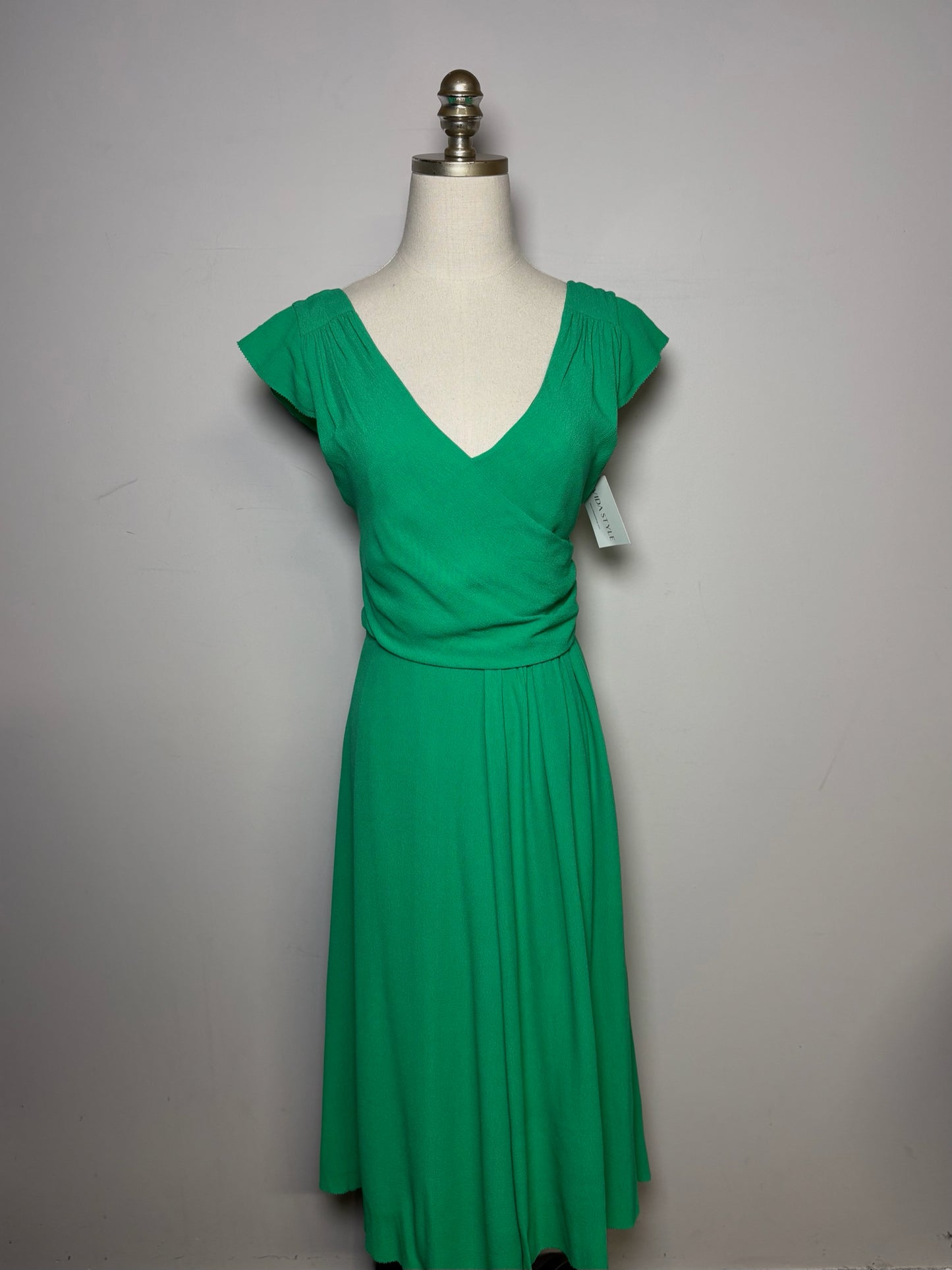 Women Size 8 Kate Spade New York Green Flowy Tea Length Pre-owned Dress