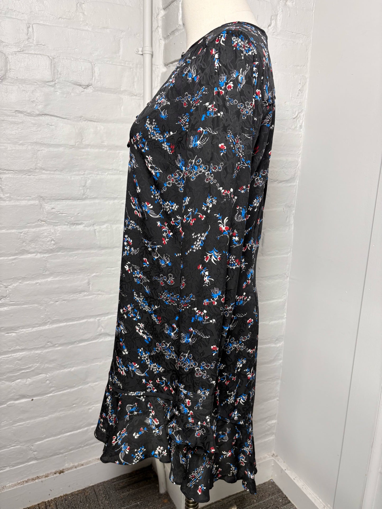 Women Size 6 Veronica Beard Black Floral Print Dress