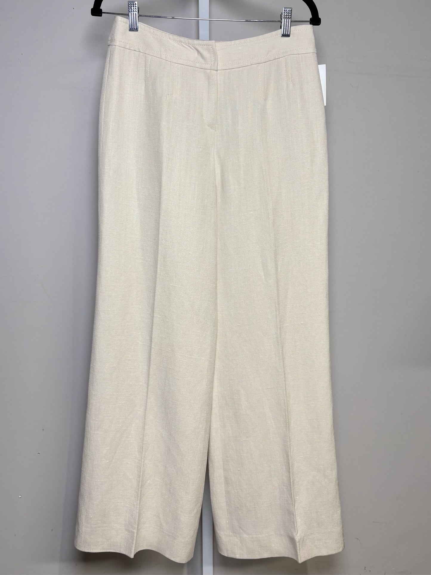 Women Size 36 (2) Escada Cream Solid Women's Silk, Linen Blend Pre-owned Pants