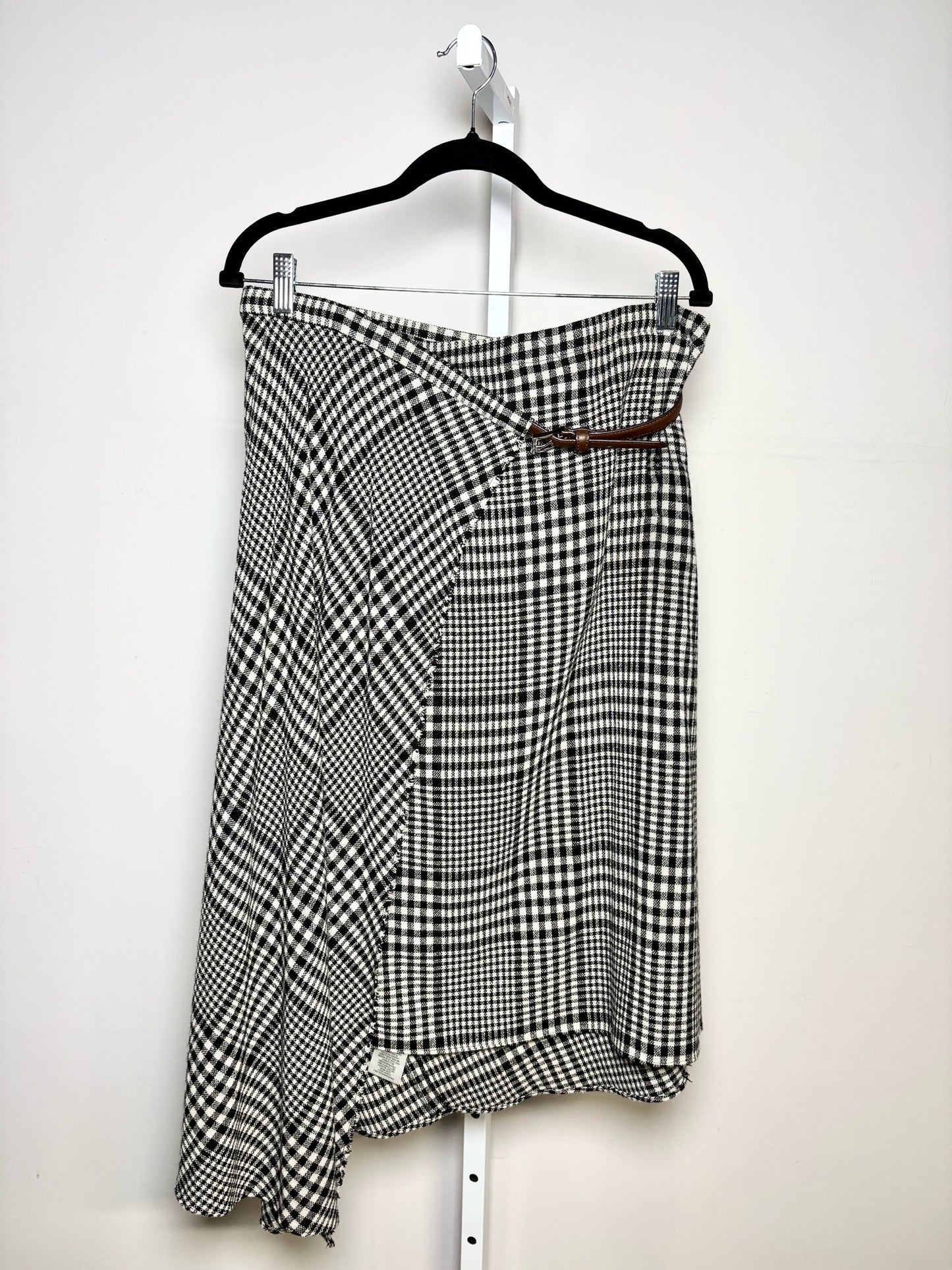 Women Size 6 (M) Tibi Black, White Plaid Midi Skirt