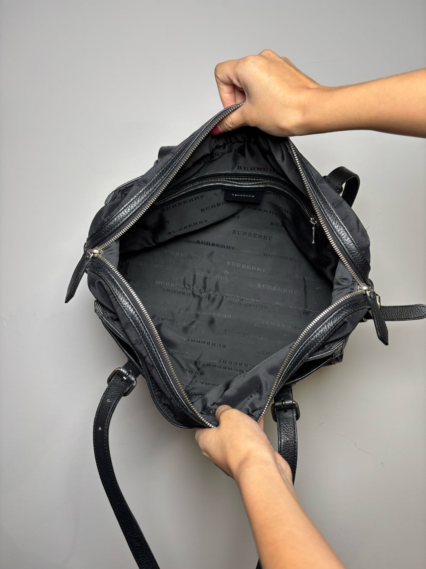 Burberry Nova Check Vintage Nylon Blend Black Purse