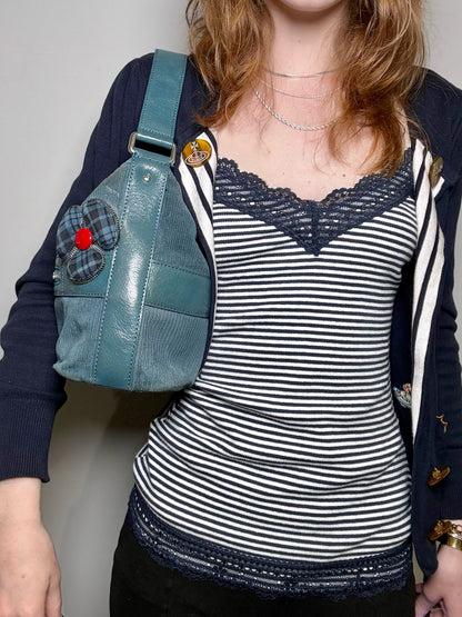 Marc Jacobs Solid Y2K Vintage Pre-owned Teal Fabric/Leather Shoulder Purse