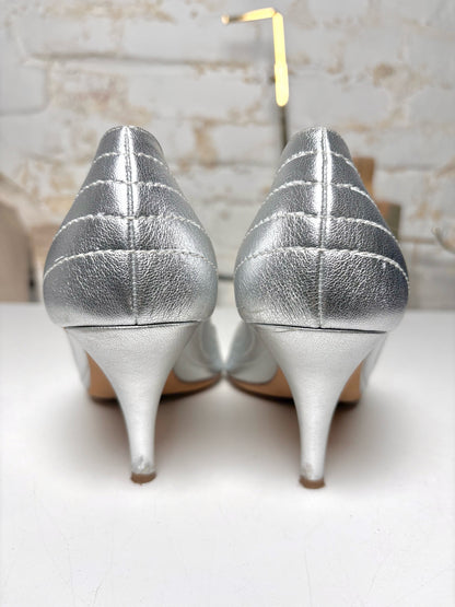 W Shoe Size 39 (8.5 US) Rupert Sanderson Silver Leather Cowhide Pump