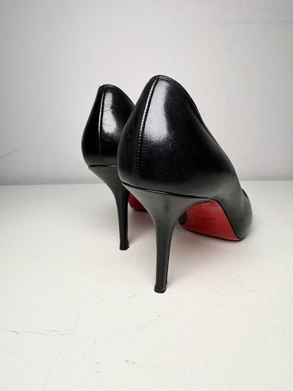 W Shoe Size 40.5 (10.5 US) Christian Louboutin Black & Red Leather Heels