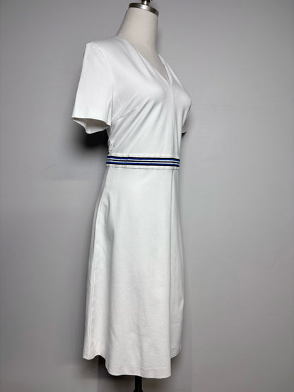 Women Size 40 Escada Sport White, blue Stripe Women's Dress