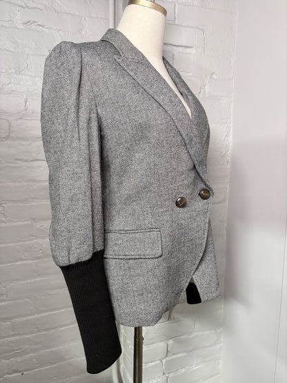 Women Size 12 Veronica Beard Black, White Chevron Blazer
