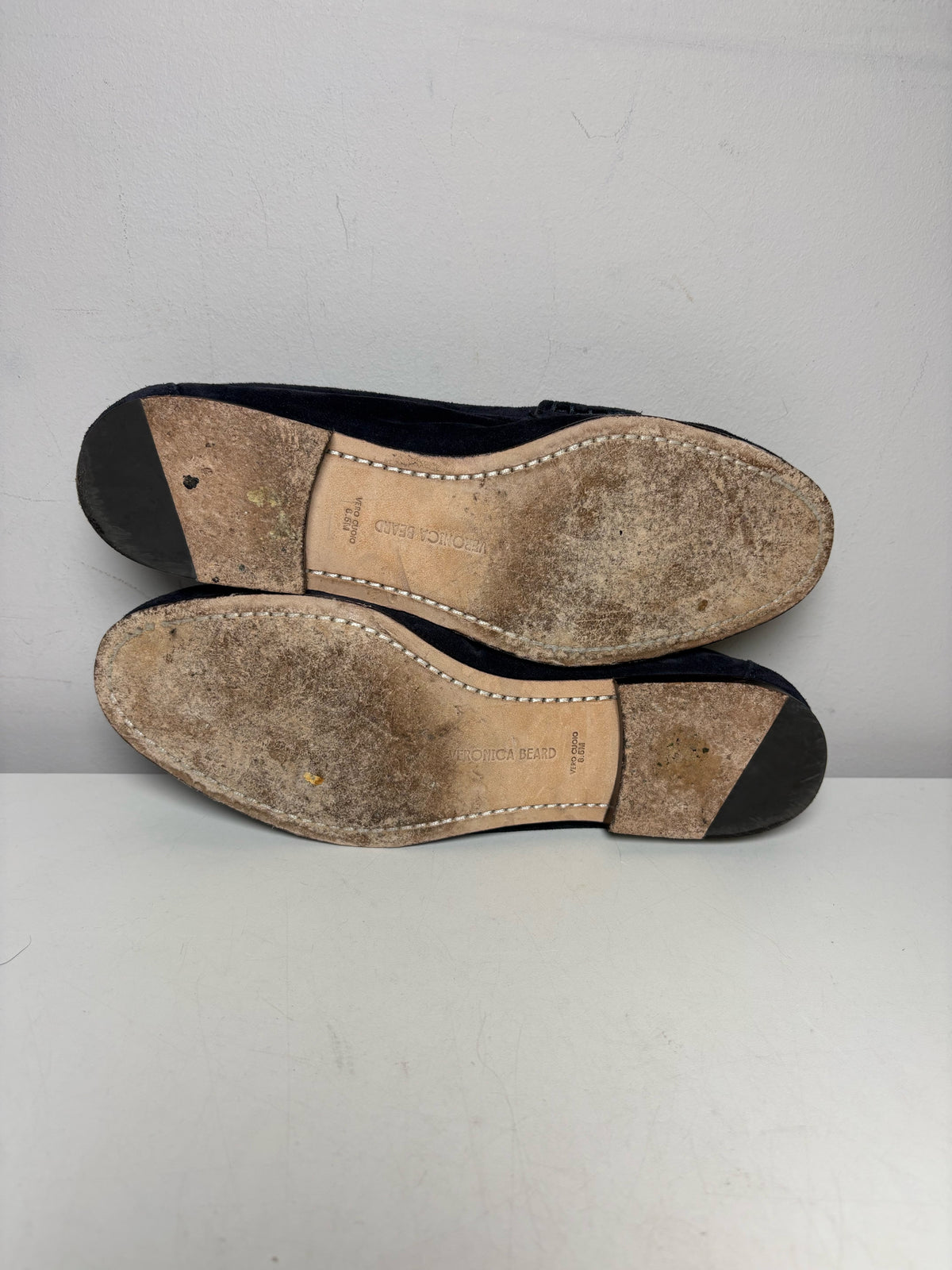 Women's Shoe Size 8.5 Veronica Beard Penny Navy Suede Pre-Owned Loafers