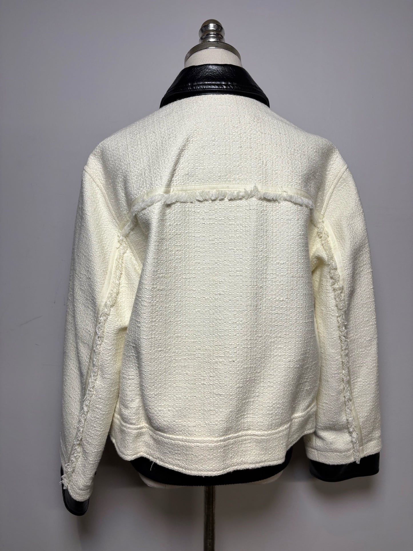 Women Size M 3.1 Phillip Lim Black & White Tweed Cotton Wool NWT Pre-Owned Moto Jacket