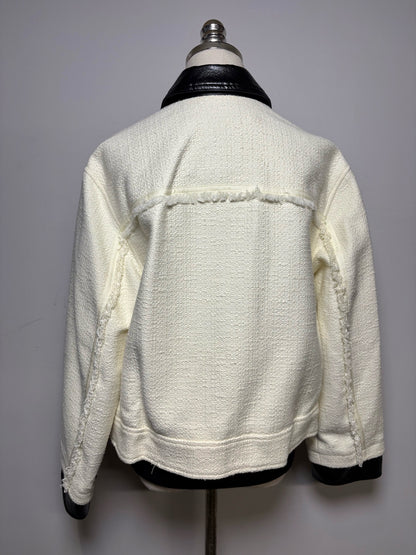 Women Size M 3.1 Phillip Lim Black & White Tweed Cotton Wool NWT Pre-Owned Moto Jacket