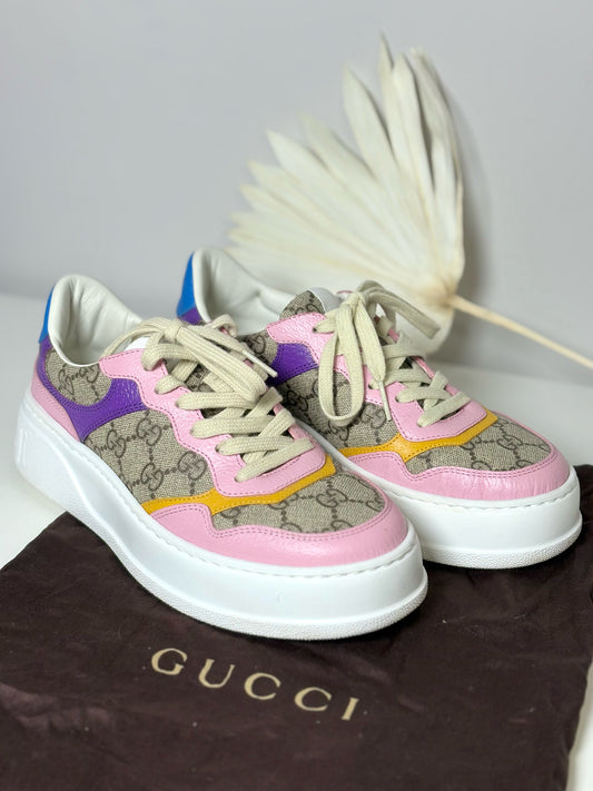 W Shoe Size 37 (6.5) Gucci Supreme Multi-Color Canvas, Leather Sneakers